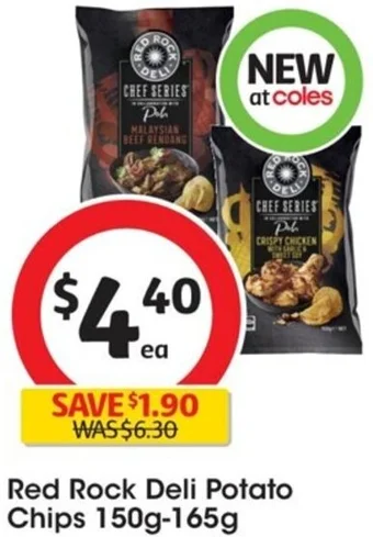 Coles Red Rock Deli Potato Chips 150g-165g offer