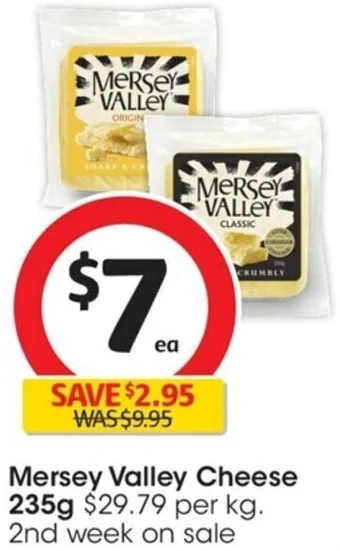 Coles Mersey Valley Cheese 235g offer