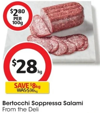 Coles Bertocchi Soppressa Salami offer