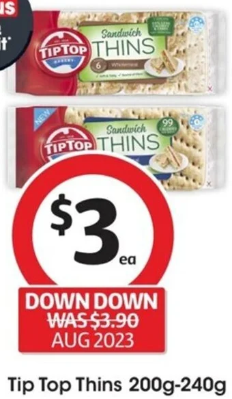 Coles Tip Top Thins 200g-240g offer