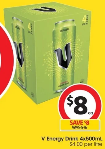 Coles V Energy Drink 4x500mL offer