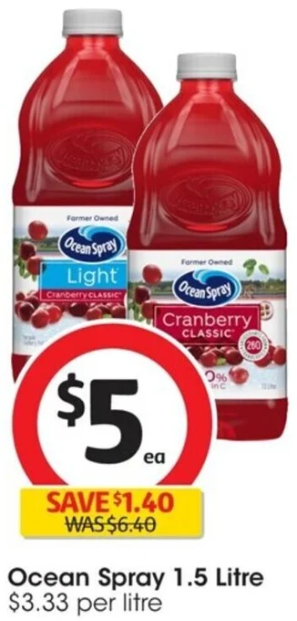 Coles Ocean Spray 1.5 Litre offer
