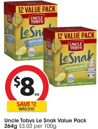 Coles Uncle Tobys Le Snak Value Pack 264g offer