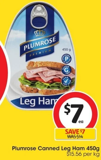 Coles Plumrose Canned Leg Ham 450g offer