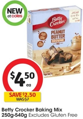 Coles Betty Crocker Baking Mix 250g-540g offer