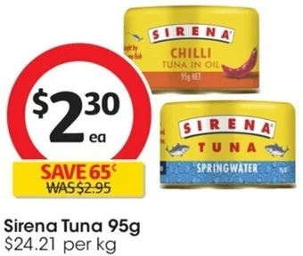 Coles Sirena Tuna 95g offer