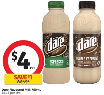 Coles Dare Flavoured Milk 750mL offer