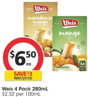 Coles Weis 4 Pack 280mL offer