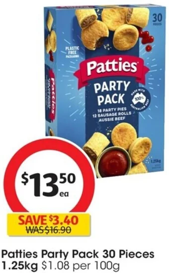 Coles Patties Party Pack 30 Pieces 1.25kg offer
