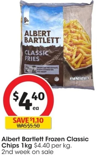 Coles Albert Bartlett Frozen Classic Chips 1kg offer