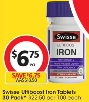 Coles Swisse Ultiboost Iron Tablets 30 Pack offer