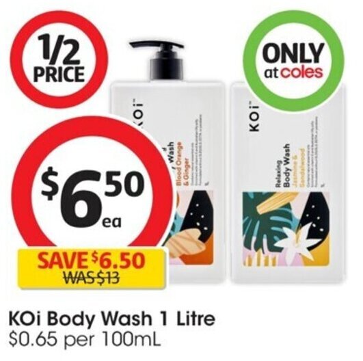 KOI Body Wash 1 Litre offer at Coles