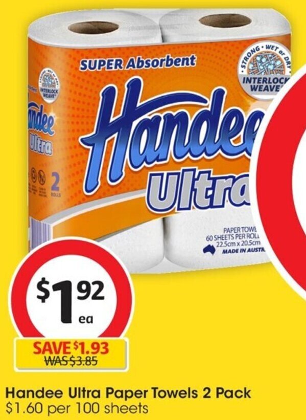 Handee Ultra Paper Towels 2 Pack offer at Coles