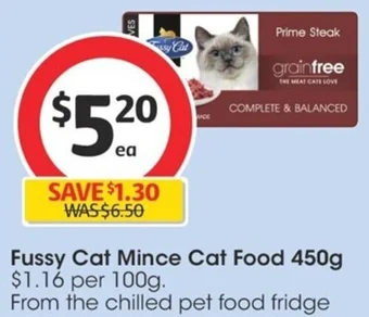Coles Fussy Cat Mince Cat Food 450g offer