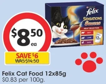 Coles Felix Cat Food 12x85g offer