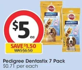 Coles Pedigree Dentastix 7 Pack offer