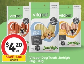 Coles Vitapet Dog Treats Jerhigh 80g-100g offer