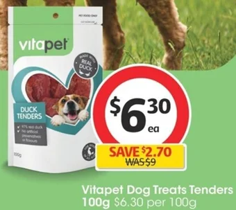 Coles Vitapet Dog Treats Tenders 100g offer