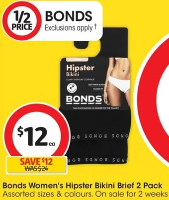 Coles Bonds Women's Hipster Bikini Brief 2 Pack offer