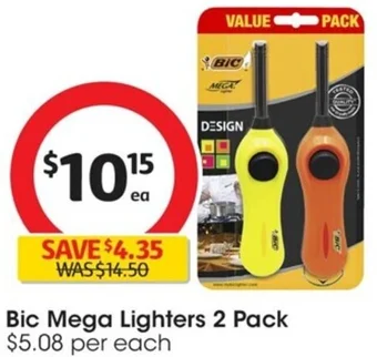 Coles Bic Mega Lighters 2 Pack offer