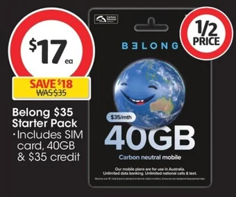 Coles Belong $35 Starter Pack offer