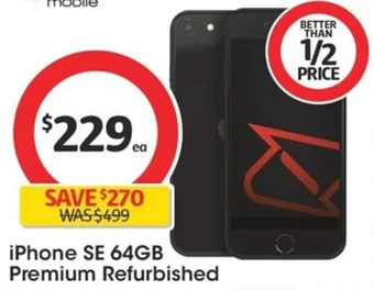 Coles iPhone SE 64GB Premium Refurbished offer