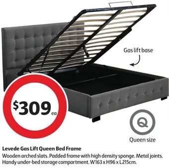 Coles Levede Gas Lift Queen Bed Frame offer