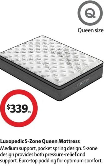 Coles Luxopedic 5-Zone Queen Mattress offer