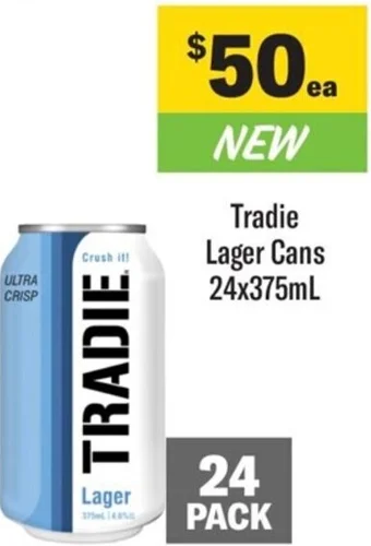 Tradie Lager Cans 24x375mL
