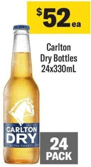 Coles Carlton Dry Bottles 24x330mL offer