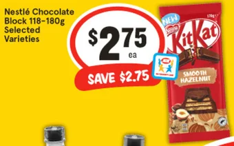 IGA Nestlé Chocolate Block 118-180g offer
