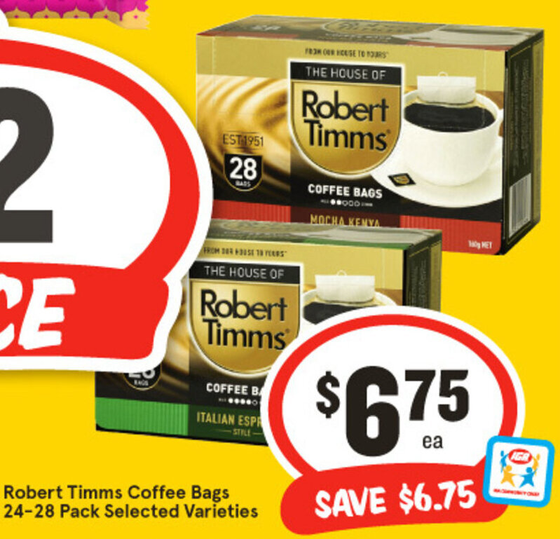 Robert Timms Coffee Bags 2428 Pack offer at IGA