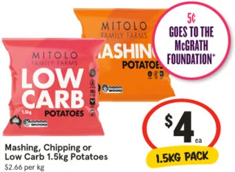 IGA Mashing, Chipping or Low Carb 1.5kg Potatoes offer