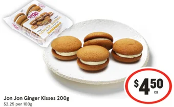 IGA Jon Jon Ginger Kisses 200g offer