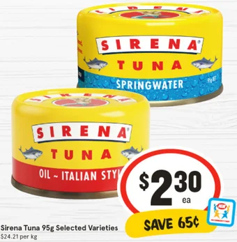 IGA Sirena Tuna 95g offer