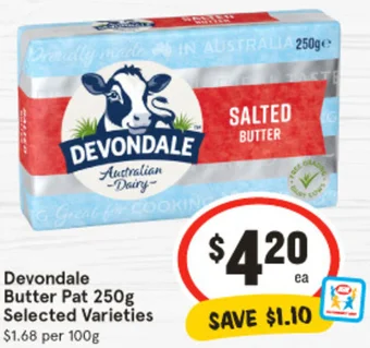 IGA Devondale Butter Pat 250g offer