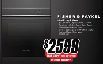 The Good Guys FISHER & PAYKEL 60cm Pyrolytic Oven offer