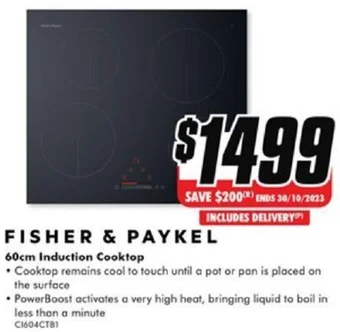 The Good Guys FISHER & PAYKEL 60cm Induction Cooktop offer