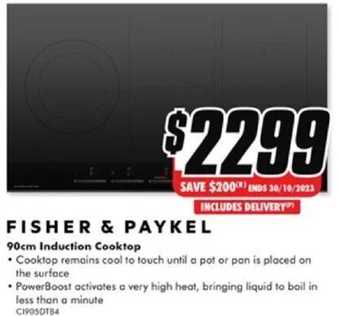 The Good Guys FISHER & PAYKEL 90cm Induction Cooktop offer
