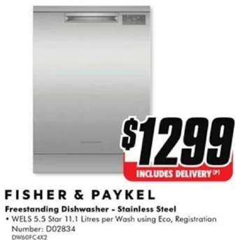 The Good Guys FISHER & PAYKEL Freestanding Dishwasher - Stainless Steel offer