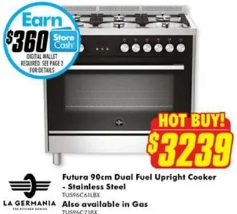 The Good Guys Futura 90cm Dual Fuel Upright Cooker - Stainless Steel offer