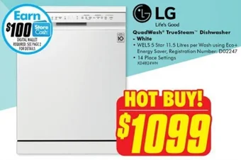 The Good Guys QuadWash TrueSteam Dishwasher - White offer