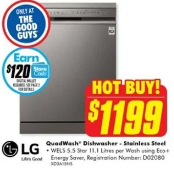The Good Guys QuadWash Dishwasher - Stainless Steel offer