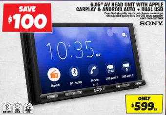 Autobarn 6.95 AV HEAD UNIT WITH APPLE CARPLAY & ANDROID AUTO + DUAL USB offer