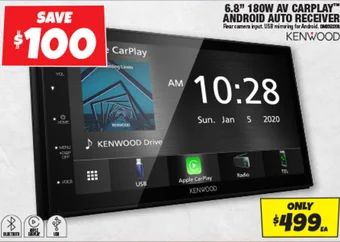 Autobarn 6.8 180W AV CARPLAY ANDROID AUTO RECEIVER offer