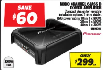 Autobarn MONO CHANNEL CLASS D POWER AMPLIFIER offer