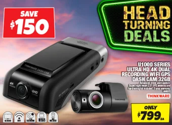 Autobarn U1000 SERIES ULTRA HD 4K DUAL RECORDING WIFI GPS DASH CAM 32GB offer