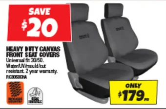 Autobarn HEAVY DUTY CANVAS FRONT SEAT COVERS offer