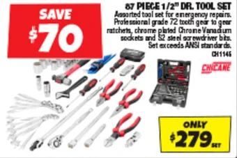 87 PIECE 1/2" DR. TOOL SET