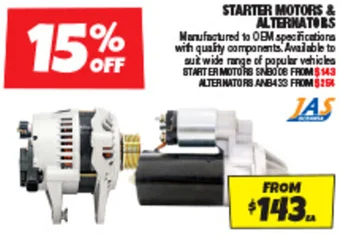 Autobarn STARTER MOTORS & ALTERNATORS offer